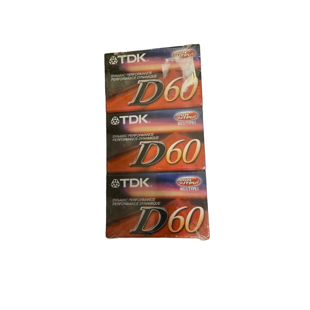 TDK HIGH OUTPUT Dynamic Performance D60 Audio Cassette 3 Pack